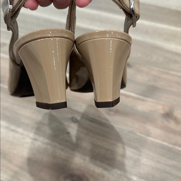 AGL patent leather almond Beige Slingback Heels - Picture 7 of 10